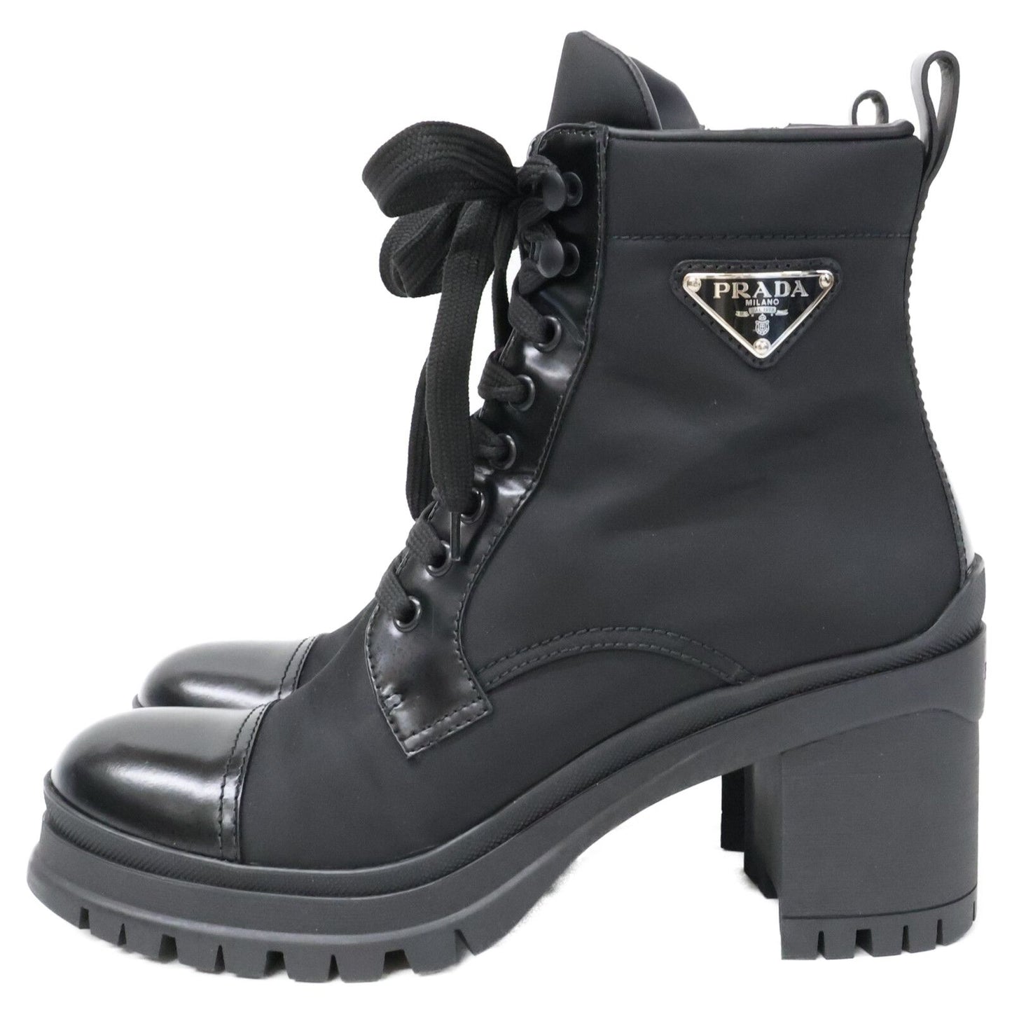 Prada Re-Nylon Triangle Logo Short Boots — view 2
