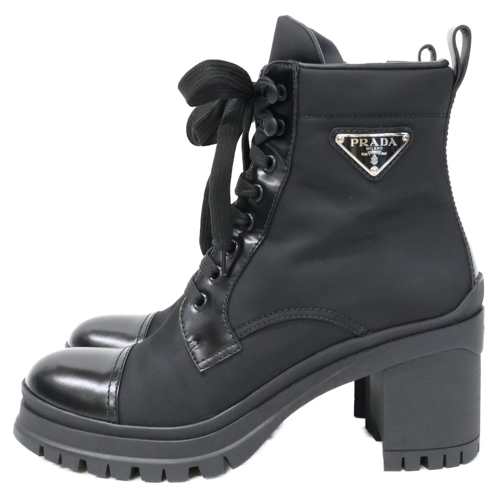 Prada Re-Nylon Triangle Logo Short Boots — view 2