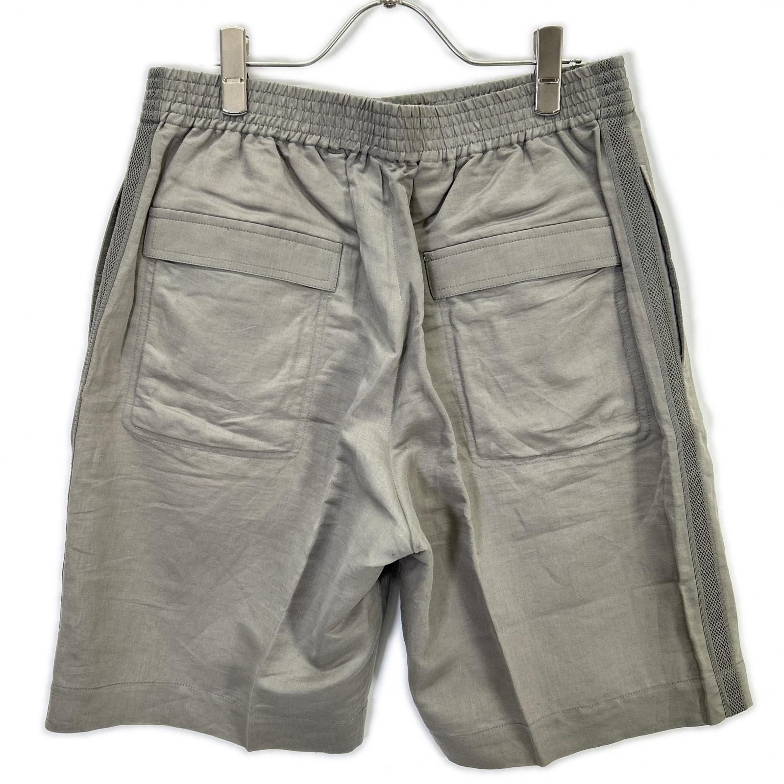 Hermes Gray Linen Blend Cotton Side Mesh Shorts 42 — view 2