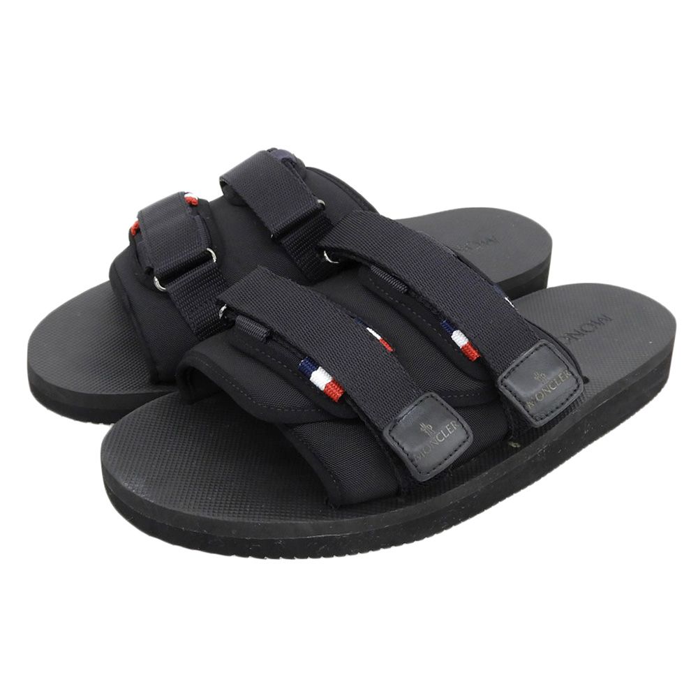 Moncler Slide Works Tricolor Velcro Sandals Shoes Black