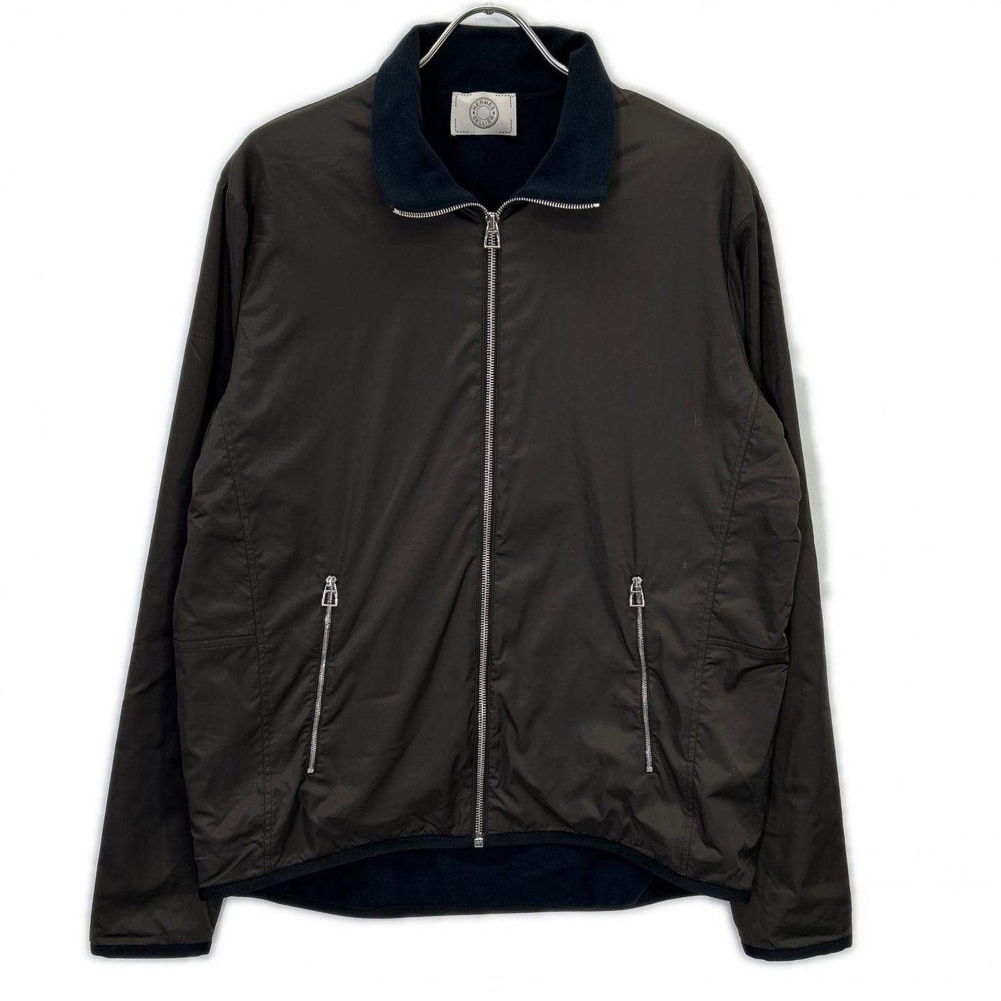Hermes Brown Fleece Lining Nylon Jacket XL