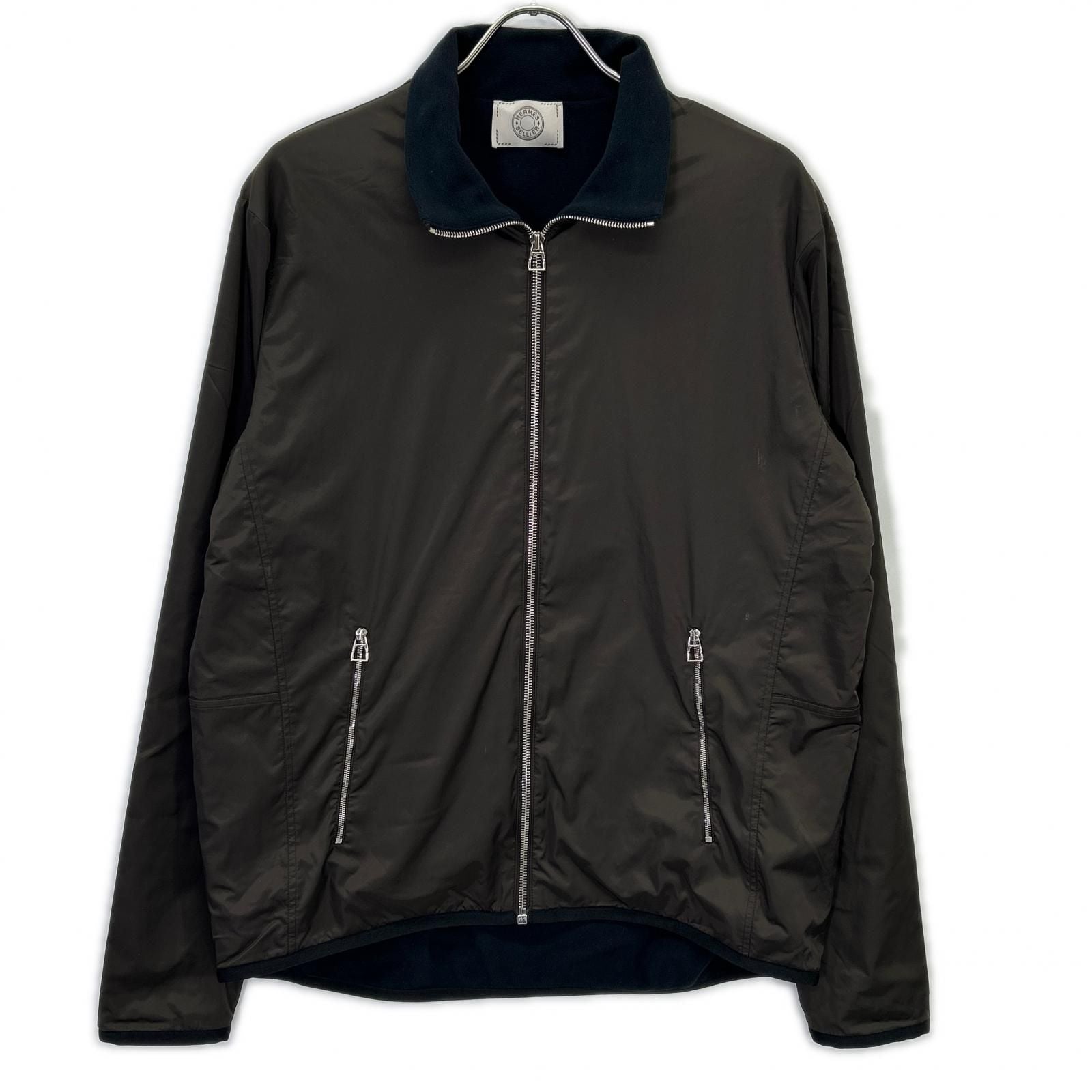 Hermes Brown Fleece Lining Nylon Jacket XL