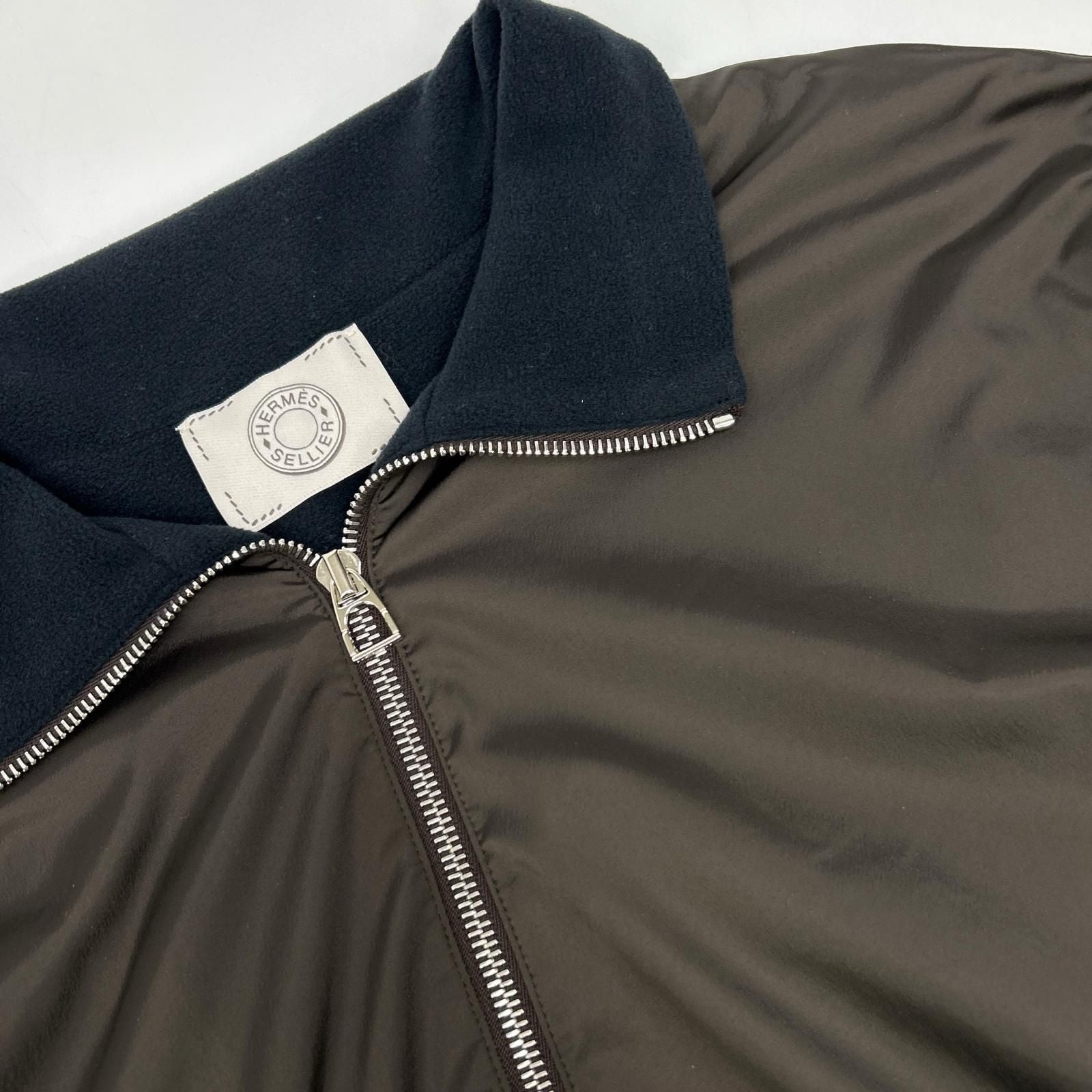 Hermes Brown Fleece Lining Nylon Jacket XL — view 7