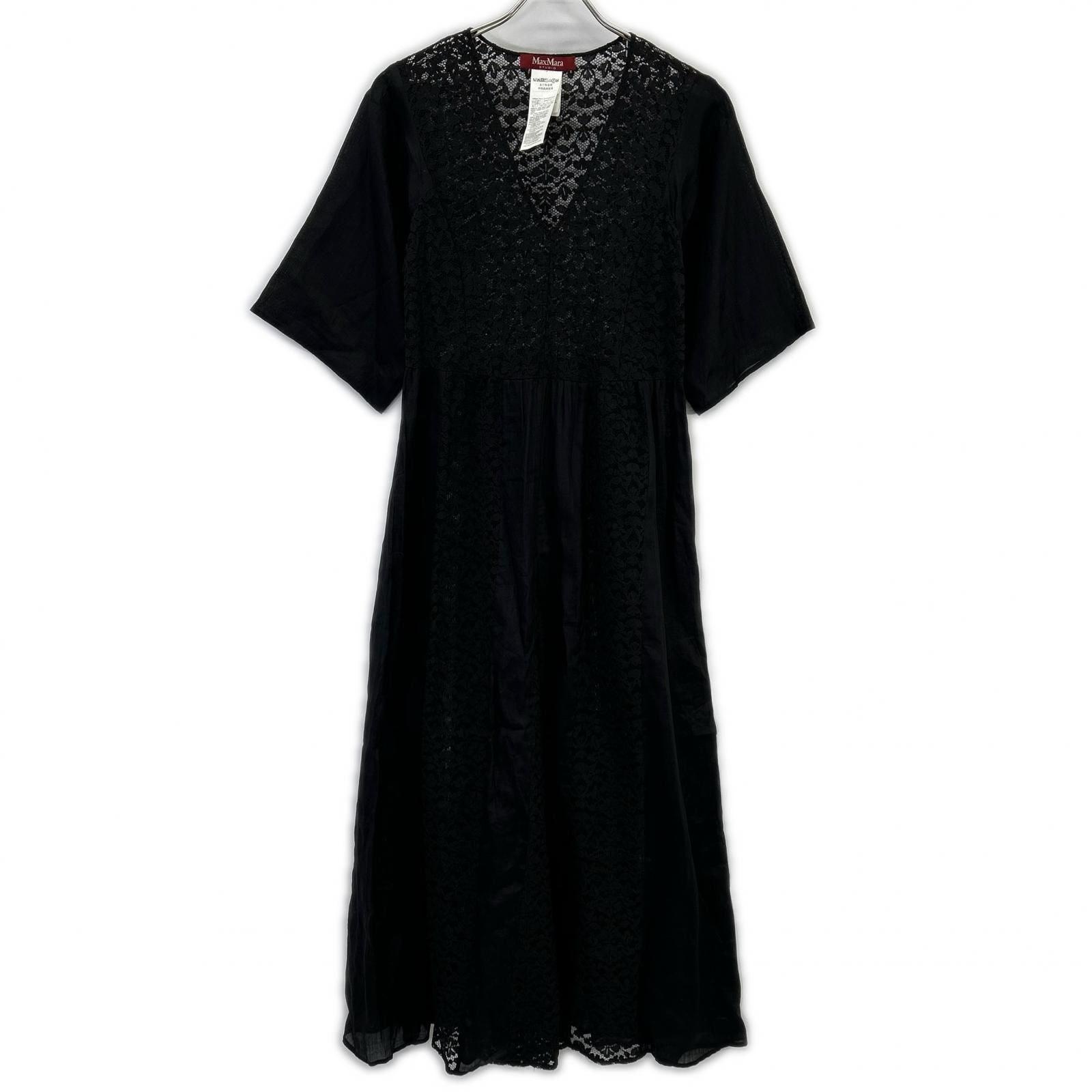 Max Mara Maxmara Studio Black Cotton Lace Dress with Camisole 36 — view 4