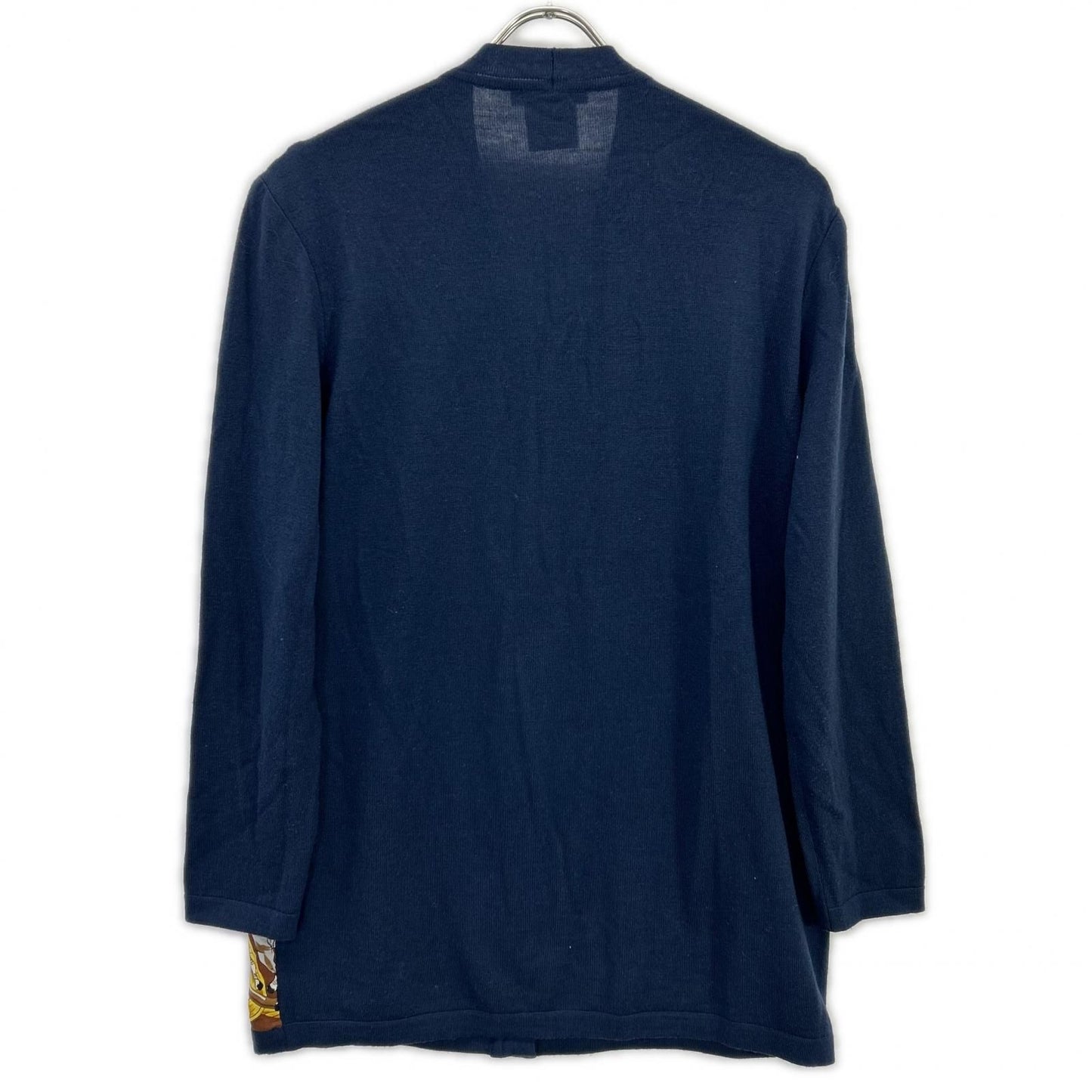Celine Navy Vintage Scarf Pattern Silk Cardigan 40 — view 2