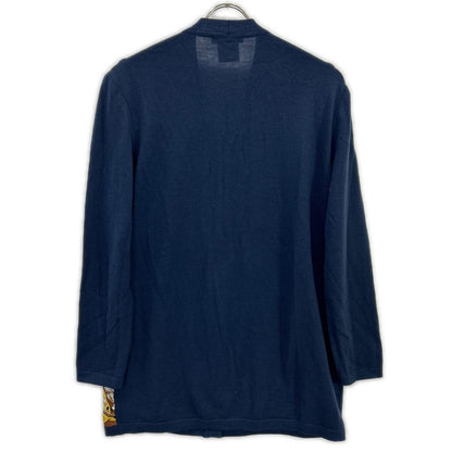 Celine Navy Vintage Scarf Pattern Silk Cardigan 40 — view 2