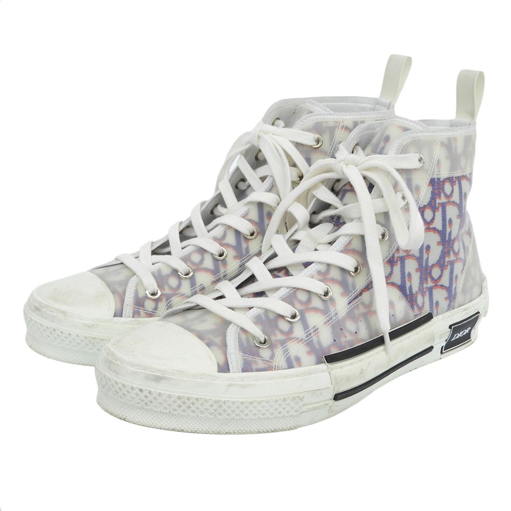 Dior Allover Pattern High Cut Sneakers White