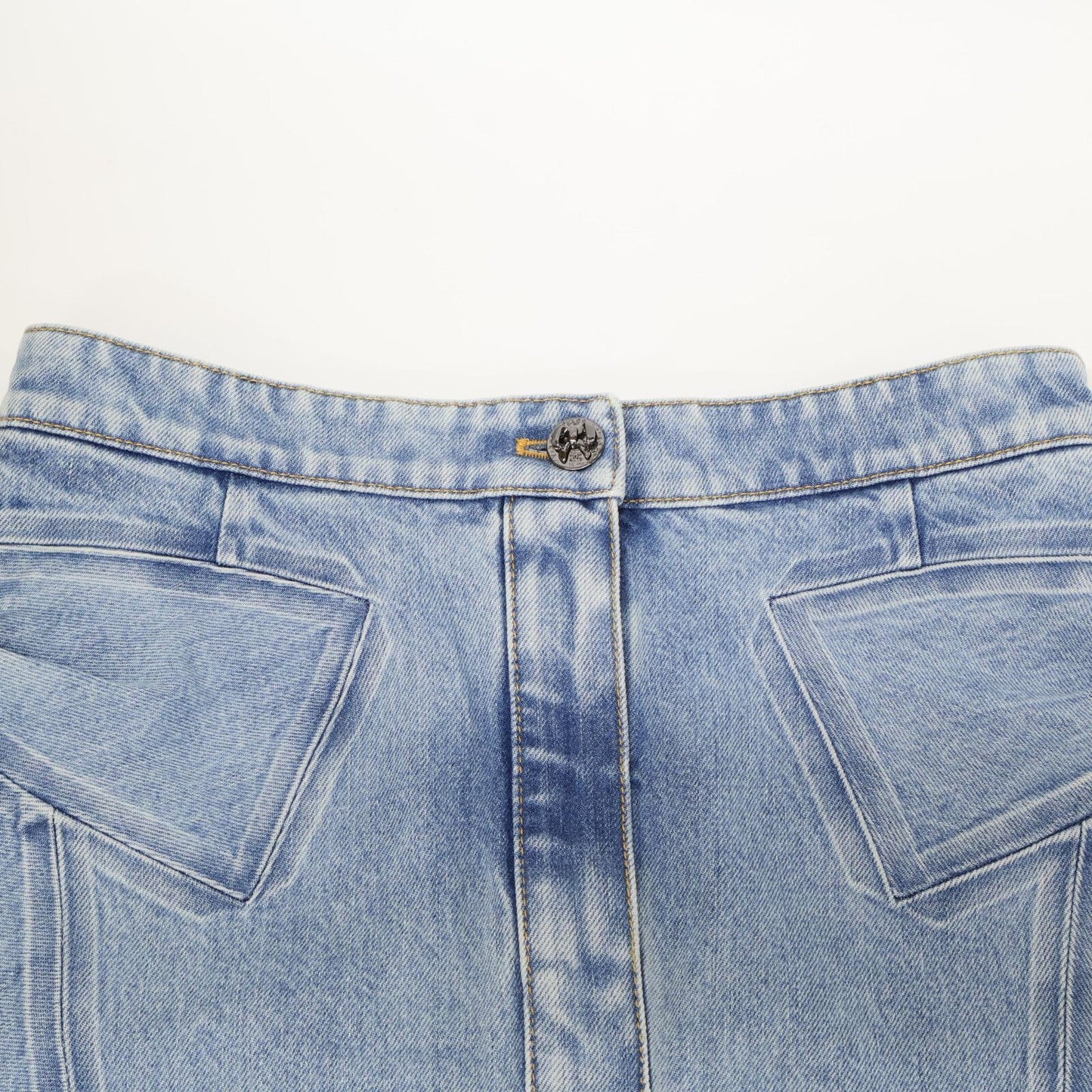 Chanel Ribbon Jeans Blue Skirt — view 9