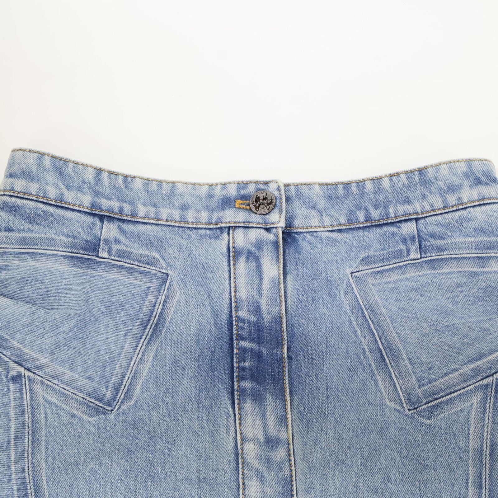Chanel Ribbon Jeans Blue Skirt — view 9