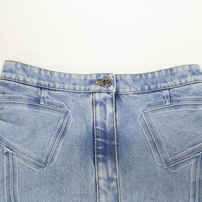 Chanel Ribbon Jeans Blue Skirt — view 9