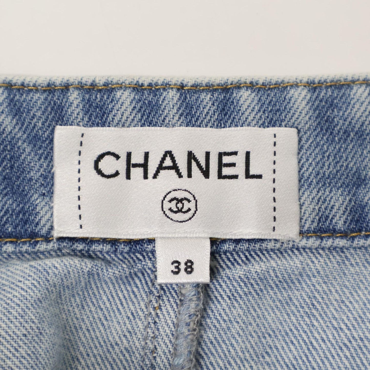 Chanel Ribbon Jeans Blue Skirt — view 3
