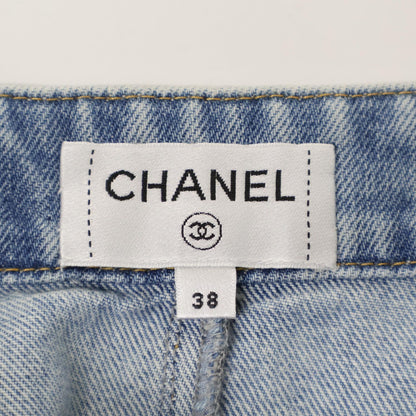 Chanel Ribbon Jeans Blue Skirt — view 3
