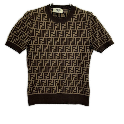 Fendi Brown Zucca Knit Sweater 40