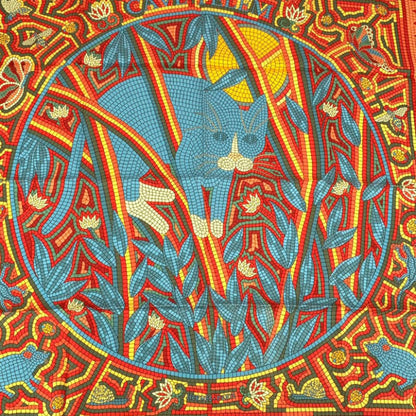 Hermes Carre 90 Large Scarf Cave Felem Beware of Cats Silk — view 4