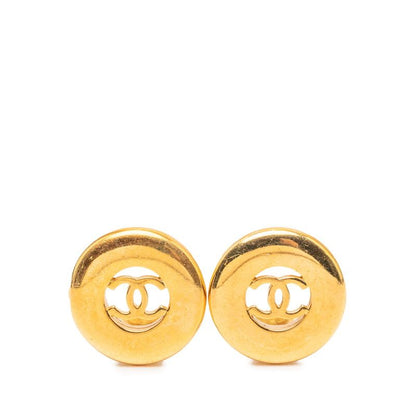 Chanel Vintage CC Logo Earrings Gold Plated