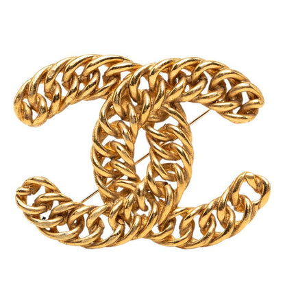 Chanel Vintage CC Logo Chain Motif Brooch Gold Plated