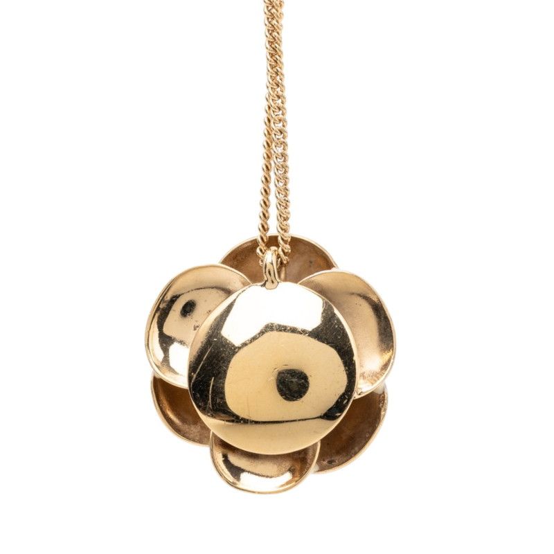 Chanel Camellia CC Logo Necklace Gold White Plated — view 2