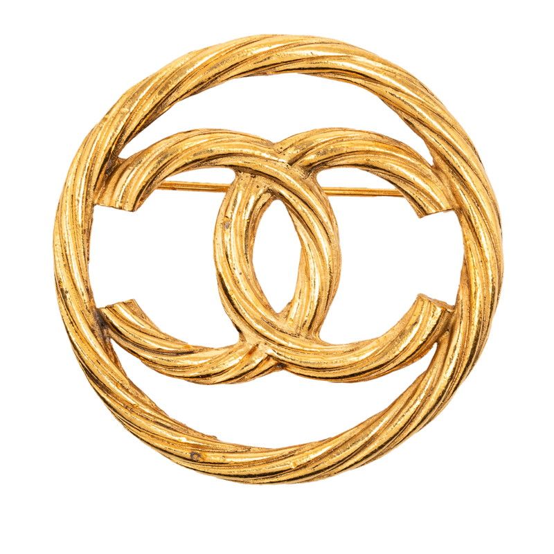 Chanel Vintage CC Logo Brooch Gold Plated