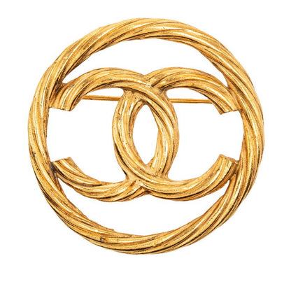 Chanel Vintage CC Logo Brooch Gold Plated