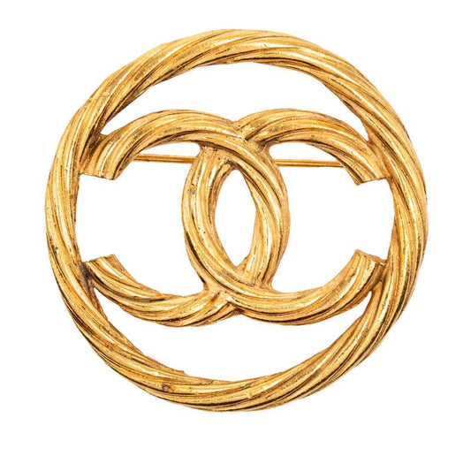 Chanel Vintage CC Logo Brooch Gold Plated