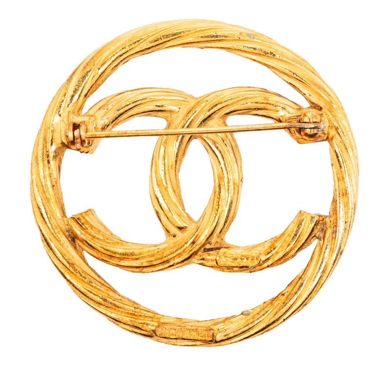 Chanel Vintage CC Logo Brooch Gold Plated — view 2