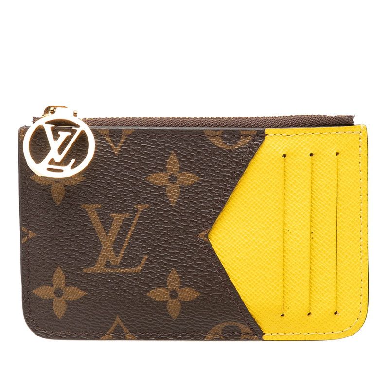 Louis Vuitton Monogram Card Holder Romy Case Jaune Yellow Brown Leather