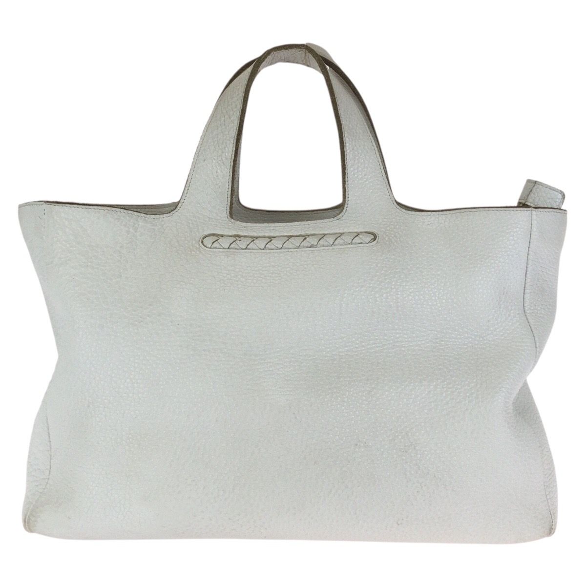 Bottega Veneta White Silver Leather Tote