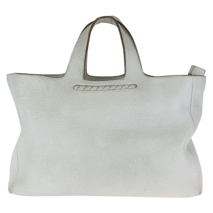 Bottega Veneta White Silver Leather Tote