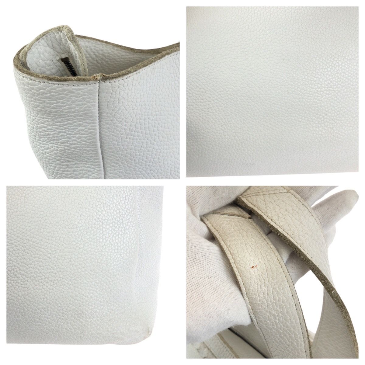 Bottega Veneta White Silver Leather Tote — view 6