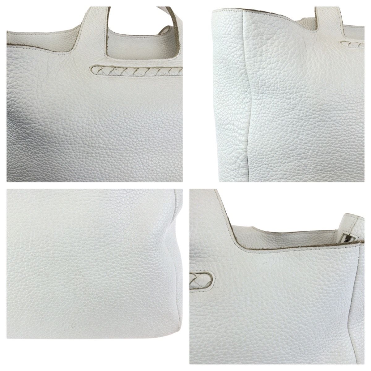 Bottega Veneta White Silver Leather Tote — view 5