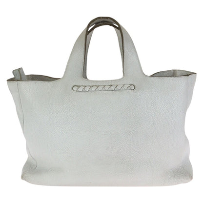 Bottega Veneta White Silver Leather Tote — view 2