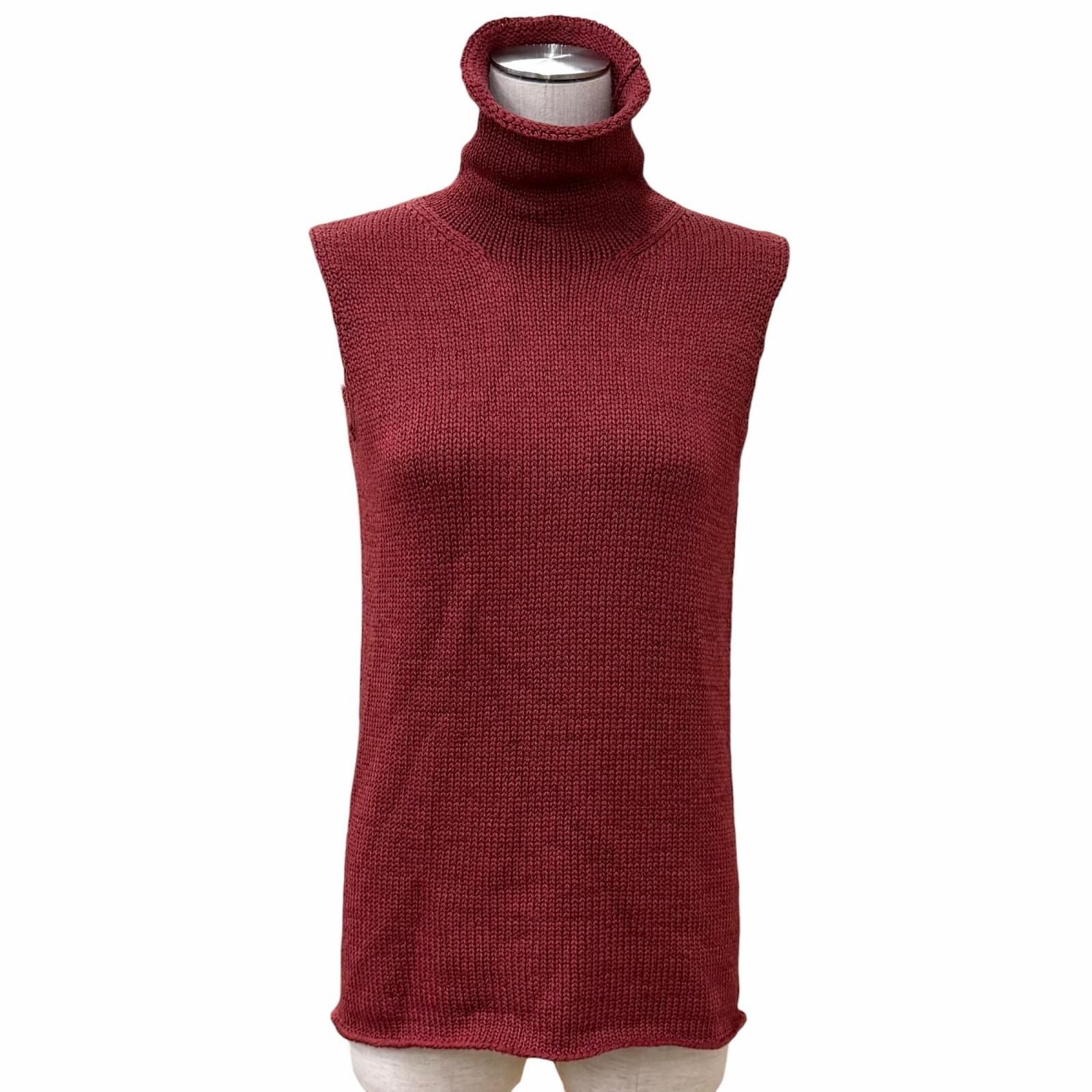 Hermes Silk Blend Martin Margiela Era High Neck Slip Knit Top Bordeaux XS