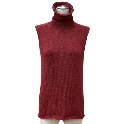 Hermes Silk Blend Martin Margiela Era High Neck Slip Knit Top Bordeaux XS