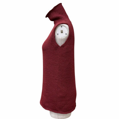Hermes Silk Blend Martin Margiela Era High Neck Slip Knit Top Bordeaux XS — view 2