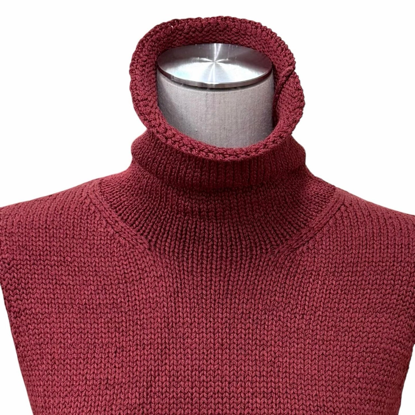 Hermes Silk Blend Martin Margiela Era High Neck Slip Knit Top Bordeaux XS — view 4