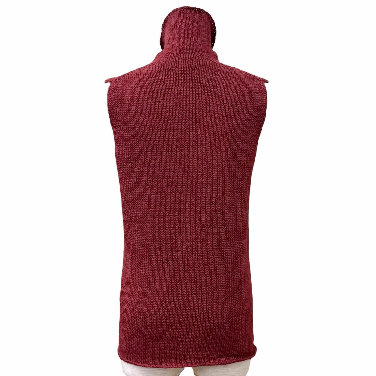 Hermes Silk Blend Martin Margiela Era High Neck Slip Knit Top Bordeaux XS — view 3