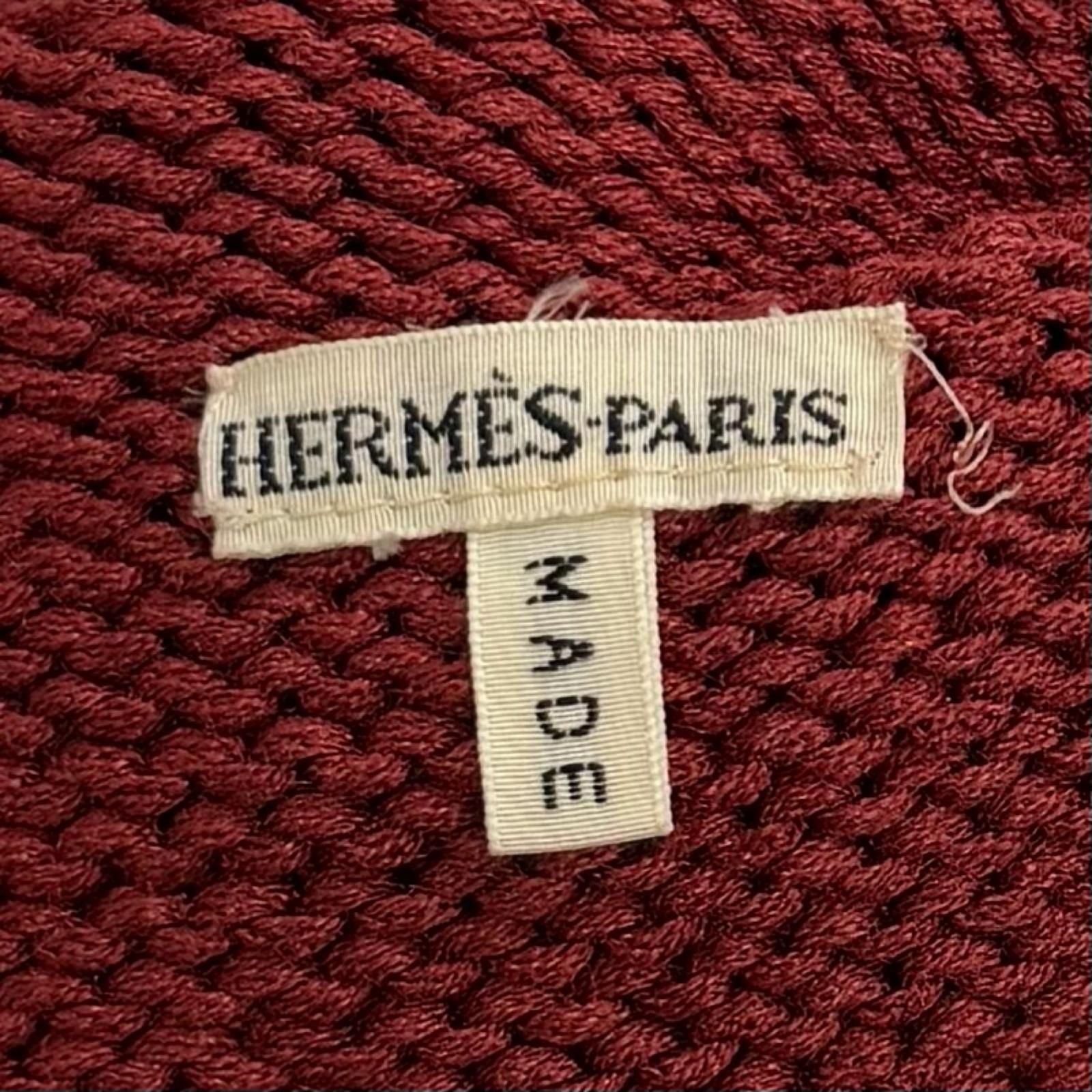 Hermes Silk Blend Martin Margiela Era High Neck Slip Knit Top Bordeaux XS — view 5