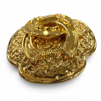Chanel Vintage CC Logo Flower Brooch Gold — view 2