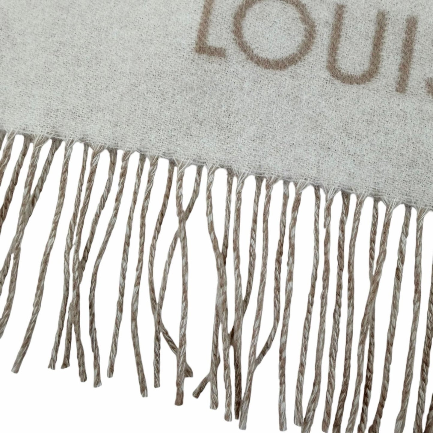 Louis Vuitton Scarf Reykjavik Cashmere 100% Monogram with Fringe Beige — view 6