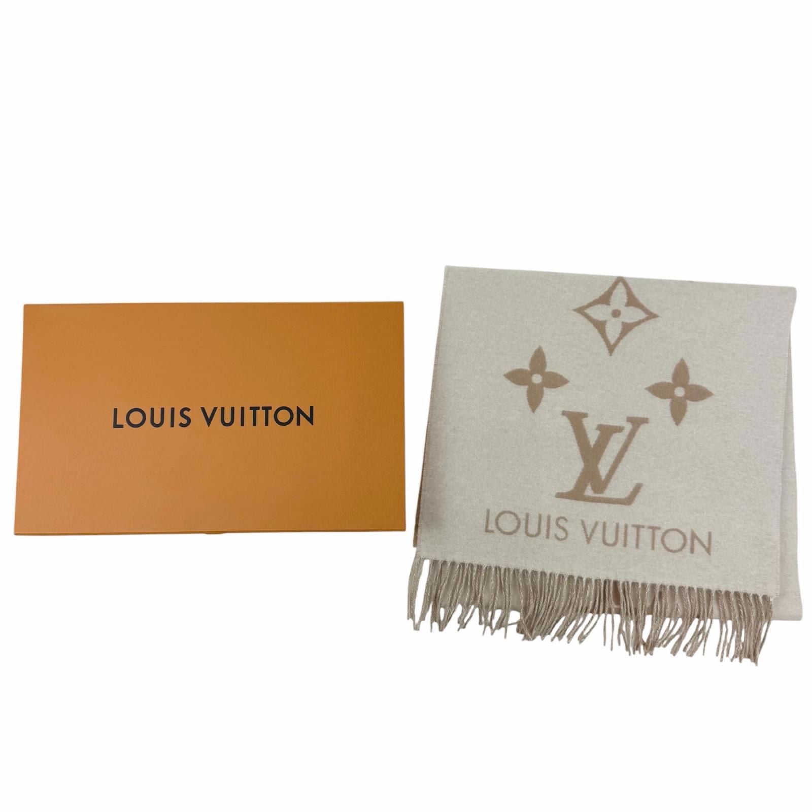Louis Vuitton Scarf Reykjavik Cashmere 100% Monogram with Fringe Beige — view 2