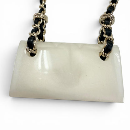 Chanel 23c Quilted Bag Motif CC Logo Chain Necklace Ivory — view 5