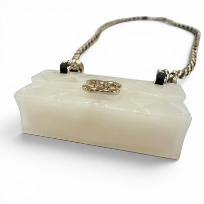 Chanel 23c Quilted Bag Motif CC Logo Chain Necklace Ivory — view 4