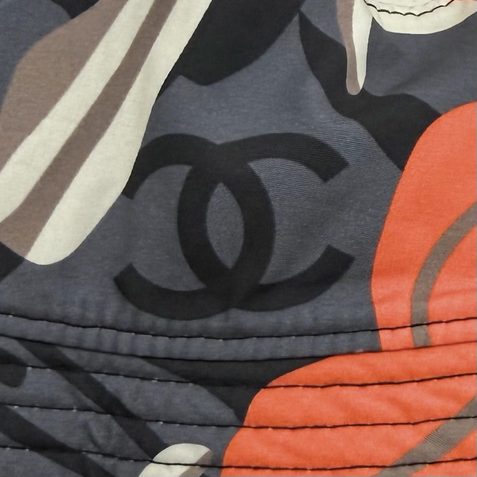 Chanel Reversible CC Logo All Over Pattern Bucket Hat Black Multi — view 9
