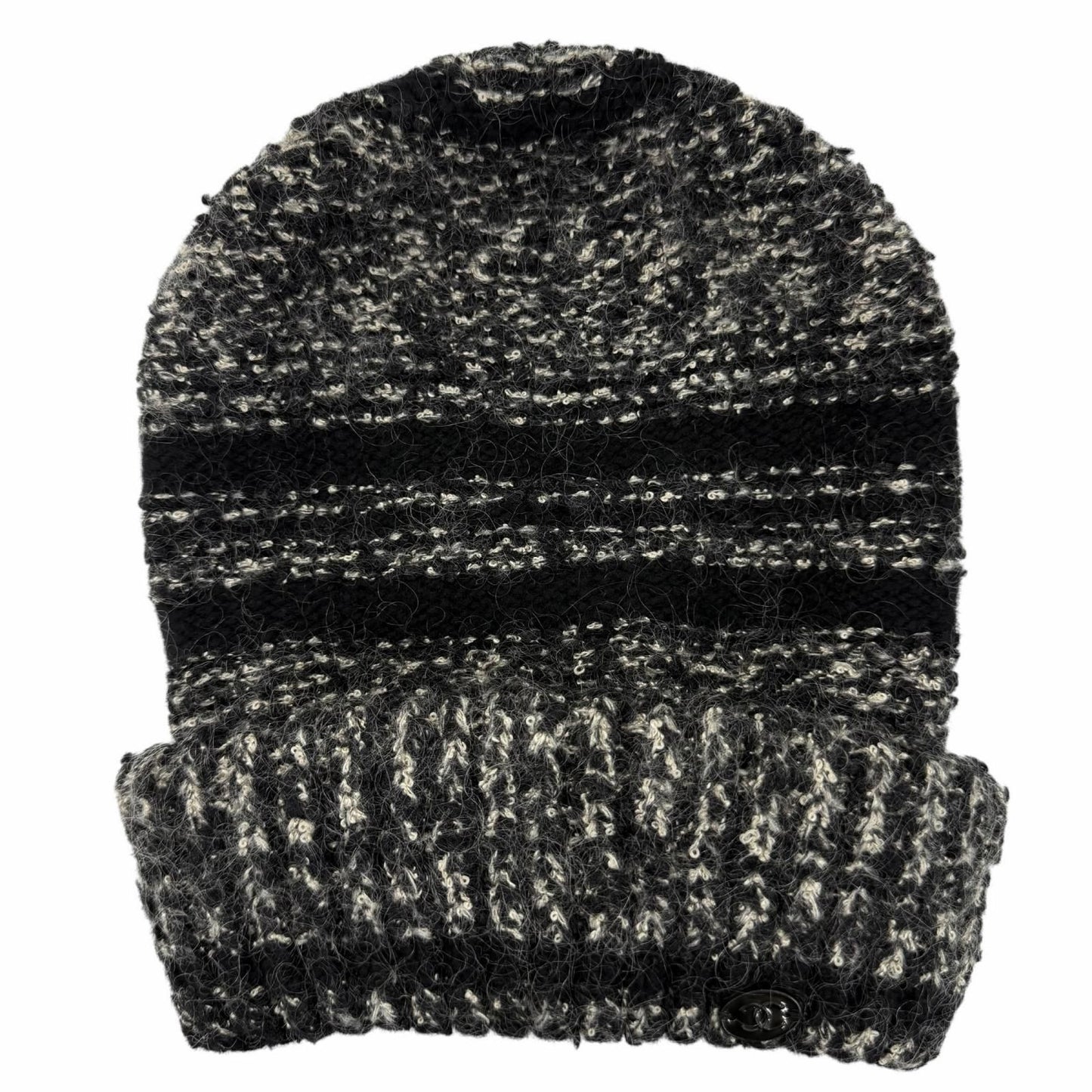 Chanel Cashmere Silk Mohair Blend CC Logo Knit Cap Black 2
