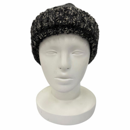 Chanel Cashmere Silk Mohair Blend CC Logo Knit Cap Black 2 — view 3