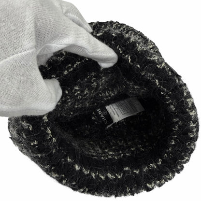 Chanel Cashmere Silk Mohair Blend CC Logo Knit Cap Black 2 — view 8