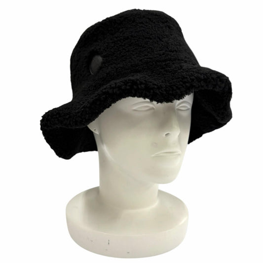 Hermes Fauve Shearling Baika Logo Bucket Hat Black 58