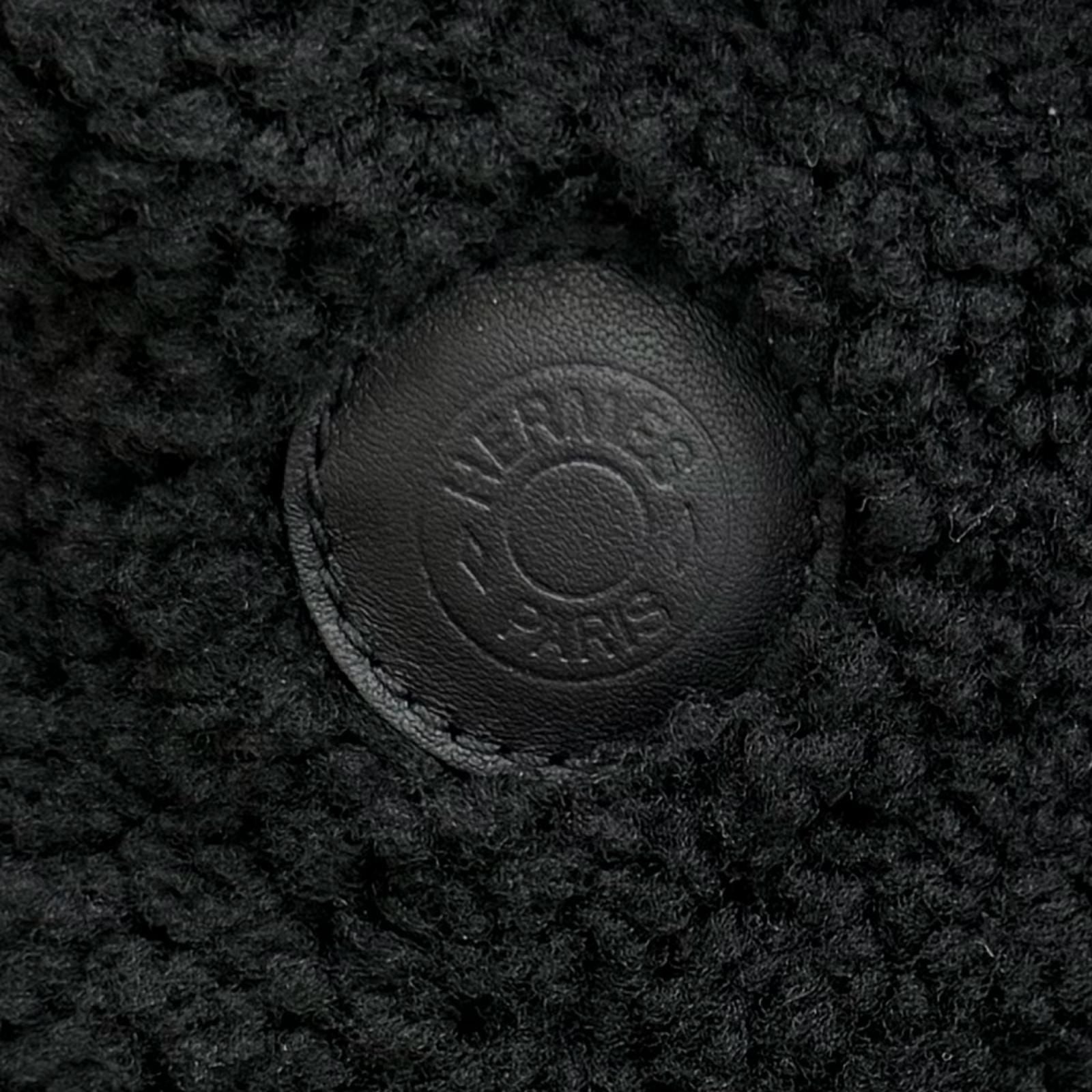 Hermes Fauve Shearling Baika Logo Bucket Hat Black 58 — view 5