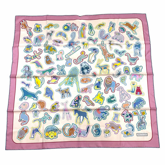 Hermes Carre Double Caracteristick Detail Silk 100% Scarf Multi