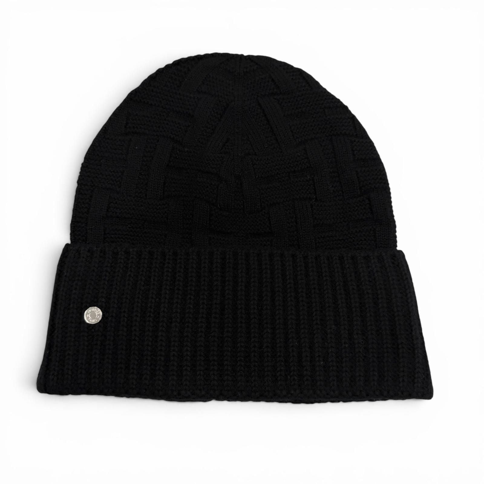 Hermes Wool Frecanse Series Hat Knit Cap Black